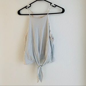 Wasabi+mint Striped Tie Front Tank Top